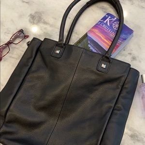 Halogen Nordstrom Large Black Leather Tote